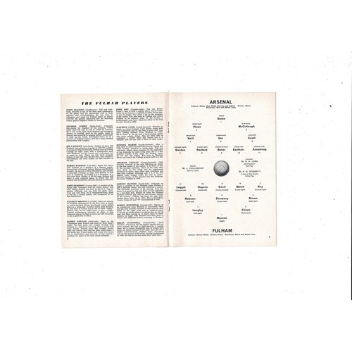 1964/65 Arsenal v Fulham Football Programme