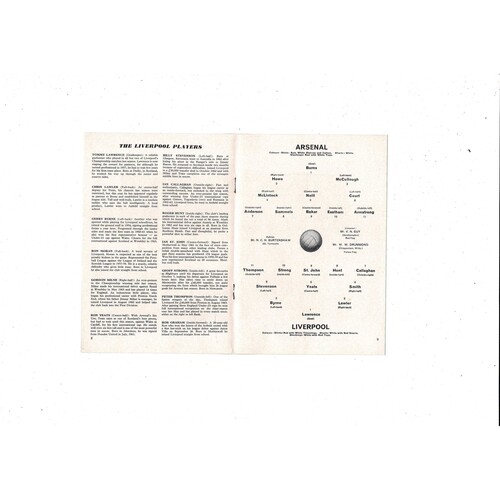 1964/65 Arsenal v Liverpool Football Programme + Press cutting