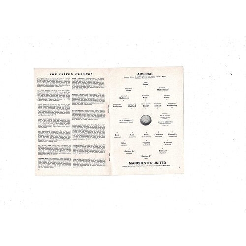 1964/65 Arsenal v Manchester United Football Programme