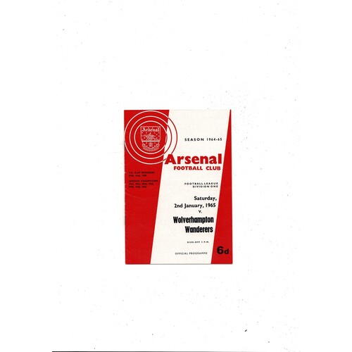 1964/65 Arsenal v Wolves Football Programme + press cuttings