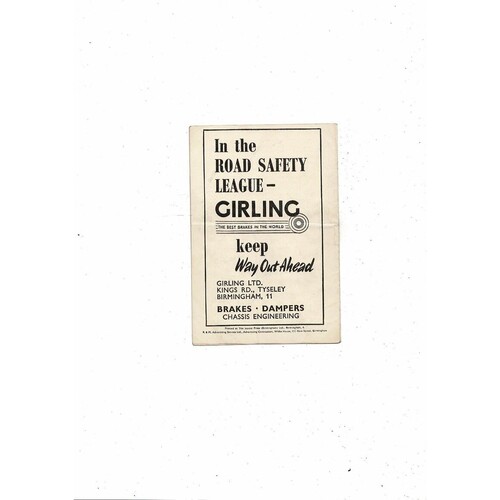 1955/56 Birmingham City v West Bromwich Aalbion Football Programme