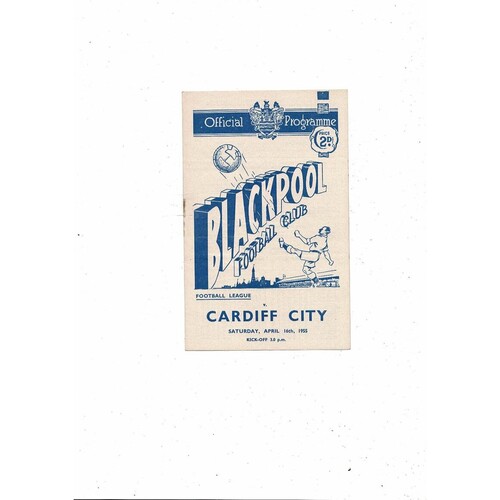 1954/55 Blackpool v Cardiff City Football Programme