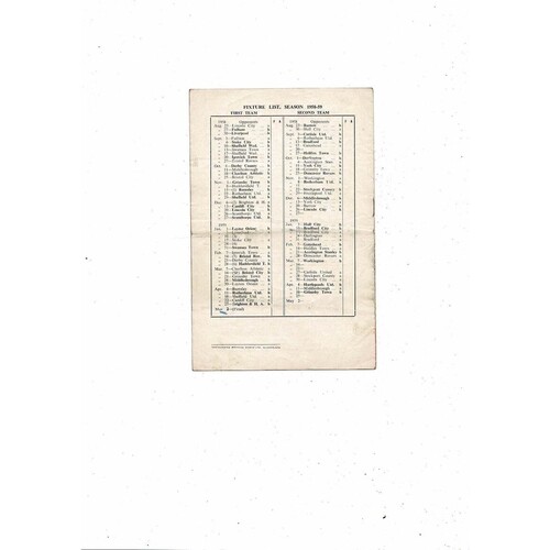 1958/59 Sunderland v Fulham Football Programme