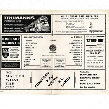 1968/69 AC Milan v Manchester United European Cup Semi Final TV Relay Programme