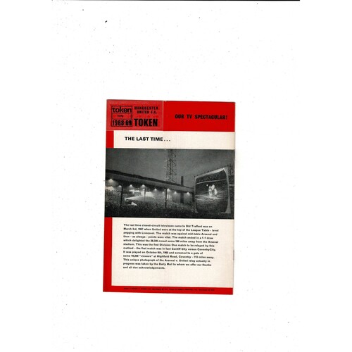 1968/69 AC Milan v Manchester United European Cup Semi Final TV Relay Programme