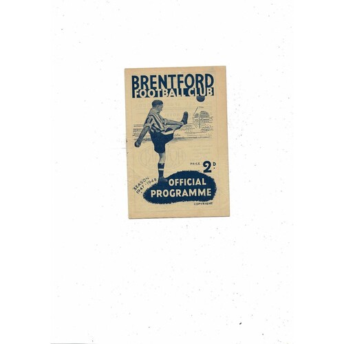 Brentford v Aston Villa Friendly Football Programme 1947/48