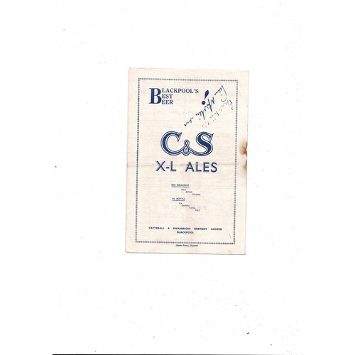 1953/54 Blackpool v Sheffield Wednesday Football Programme