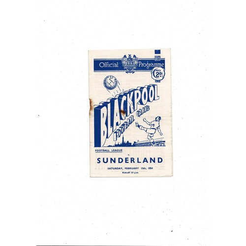1953/54 Blackpool v Sunderland Football Programme