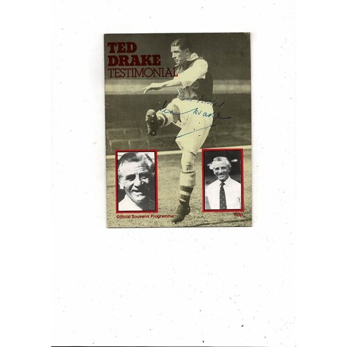 Arsenal v Fulham Ted Drake Testimonial Football Programme 1979. Autographed
