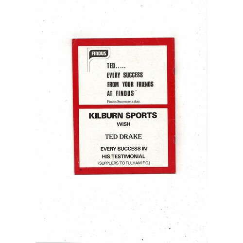 Arsenal v Fulham Ted Drake Testimonial Football Programme 1979. Autographed
