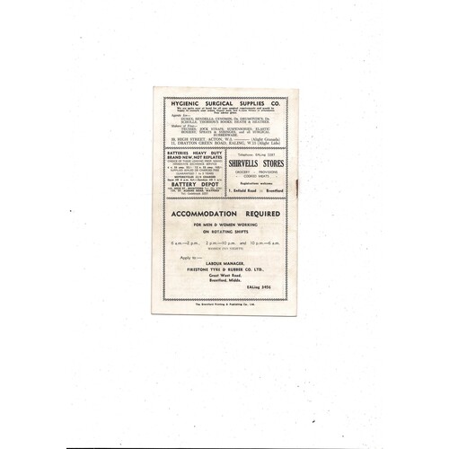 1953/54 Brentford v Swansea Town Football Programme