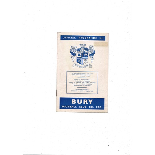 1959/60 Bury v Oldham Athletic FA Cup Football Programme.