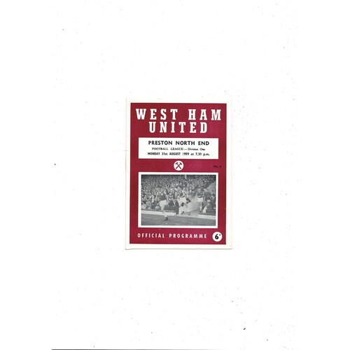 1959/60 West Ham United v Preston Football Programme