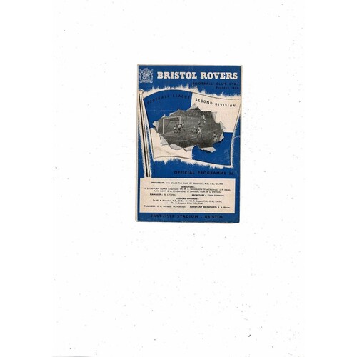 1953/54 Bristol Rovers v Birmingham City Football Programme