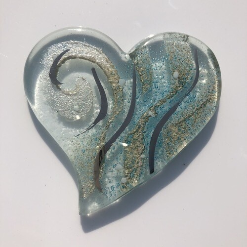 Crystal Aqua - Heart Coasters