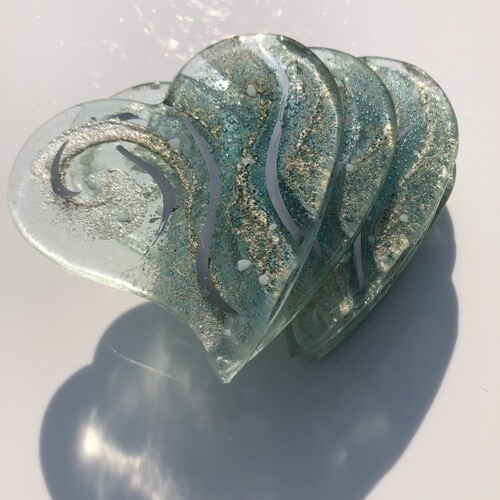 Crystal Aqua - Heart Coasters