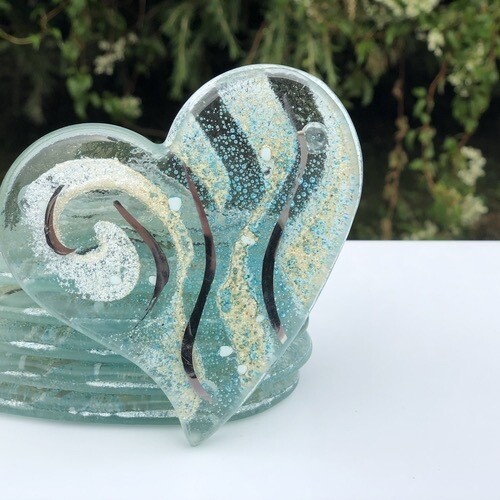 Crystal Aqua - Heart Coasters