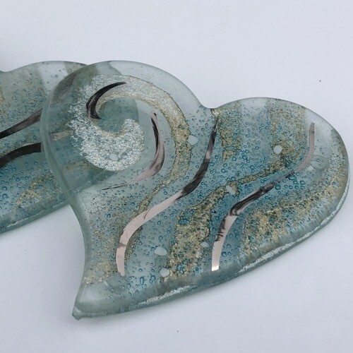 Crystal Aqua - Heart Coasters