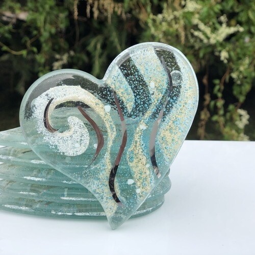 Crystal Aqua - Heart Coasters