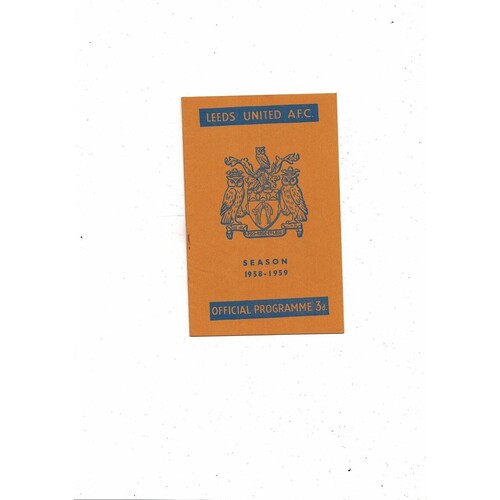 1958/59 Leeds United v Blackpool Football Programme