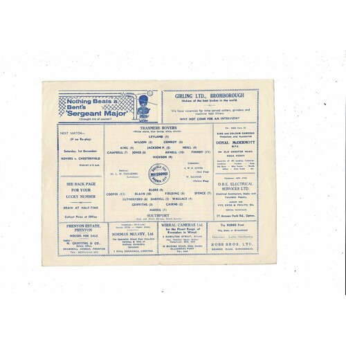 1962/63 Tranmere Rovers v Southport Liverpool Senior Cup Football Programme