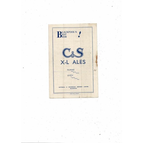 1953/54 Blackpool v Huddersfield Town Football Programme