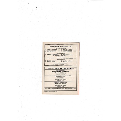 1965/66 Arsenal v Blackpool Football Programme