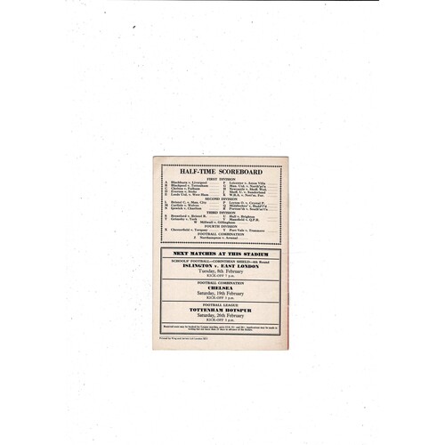 1965/66 Arsenal v Burnley Football Programme