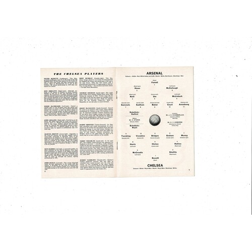 1965/66 Arsenal v Chelsea Football Programme