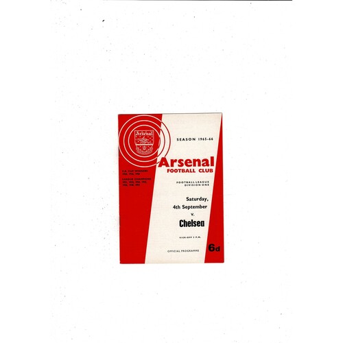 1965/66 Arsenal v Chelsea Football Programme