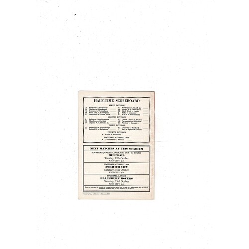 1965/66 Arsenal v Fulham Football Programme