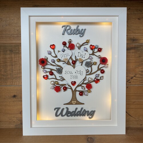 LED “ Floral Ruby wedding “ frame