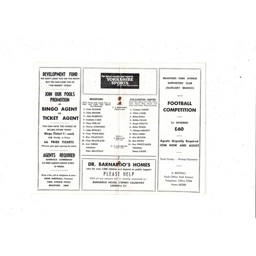 1969/70 Bradford Park Avenue v Colchester United Football Programme