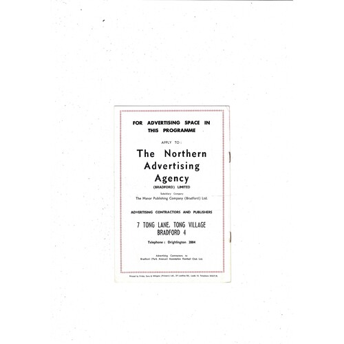1969/70 Bradford Park Avenue v Colchester United Football Programme