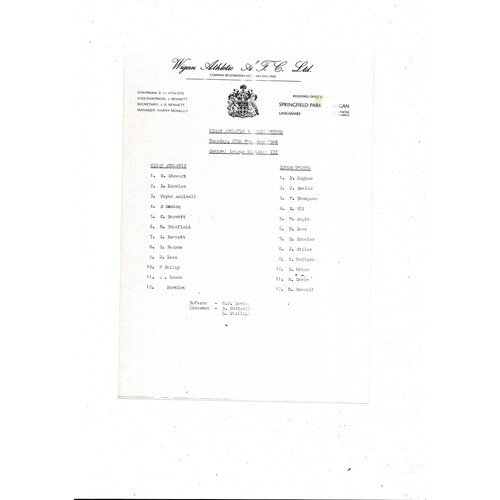 Wigan Athletic v Leeds United Central League Football Programme 1984/85