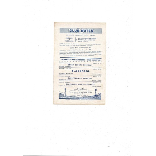 West Bromwich Albion v Barnsley Central League Football Programme 1962/63