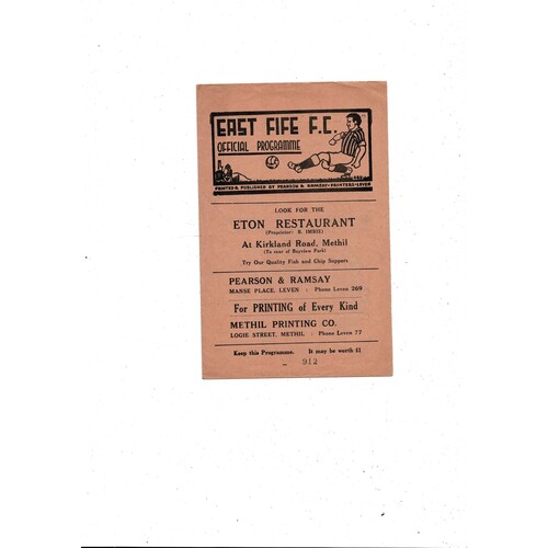 East Fife Football Programmes