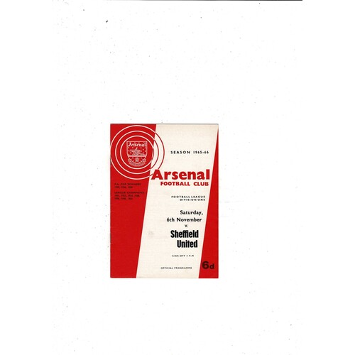 1965/66 Arsenal v Sheffield United Football Programme