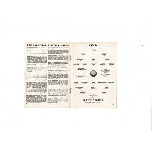 1965/66 Arsenal v Sheffield United Football Programme