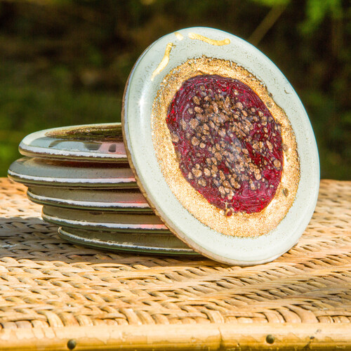 Thira Red - Round Coasters