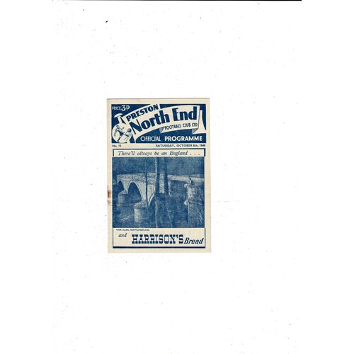 1949/50 Preston v Brentford Football Programme