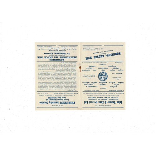 1949/50 Preston v Brentford Football Programme