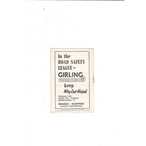 1955/56 Birmingham City v Arsenal Football Programme