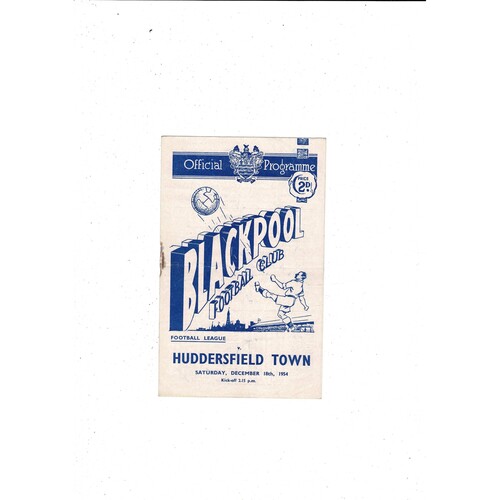 1954/55 Blackpool v Huddersfeld Town Football Programme