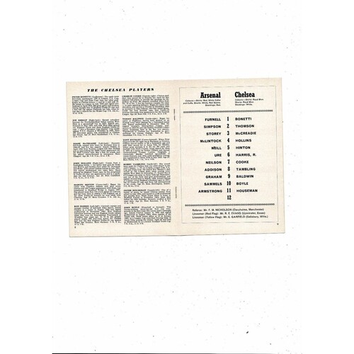 1966/67 Arsenal v Chelsea Football Programme