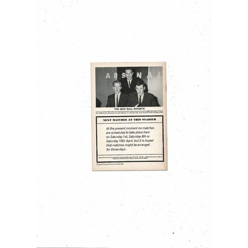 1966/67 Arsenal v Liverpool Football Programme