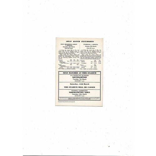 1966/67 Arsenal v Manchester United Football Programme