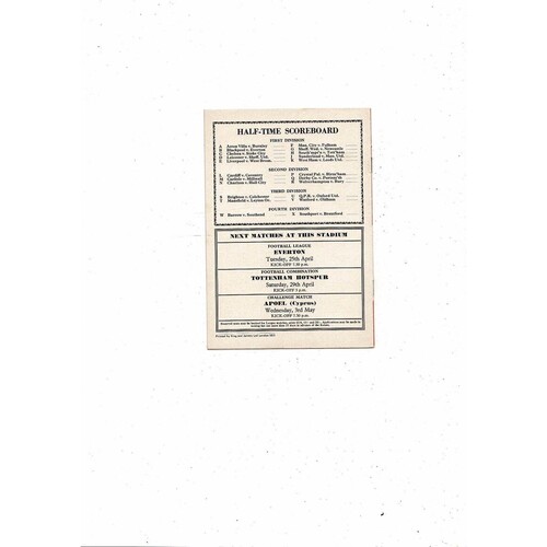 1966/67 Arsenal v Nottingham Forest Football Programme