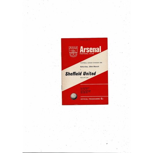 1966/67 Arsenal v Sheffield United Football Programme