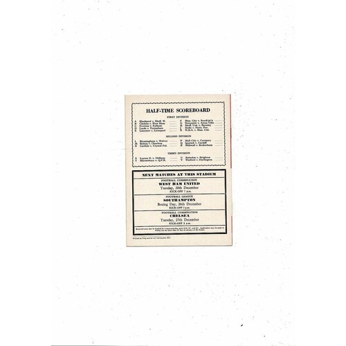 1966/67 Arsenal v Sunderland Football Programme